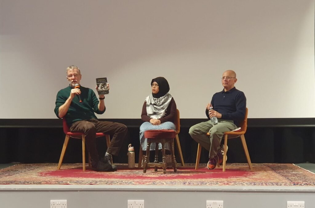 Dr Ben Murtagh, Fathimah Fildzah Izzati and Eric Sasono discussing the film Turang